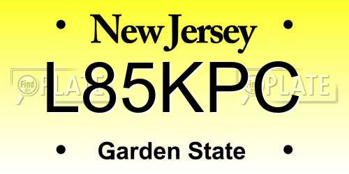 L85KPC New Jersey License Plate