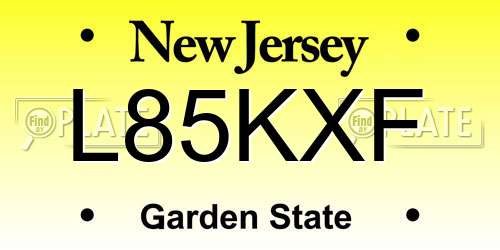 L85KXF New Jersey License Plate