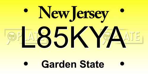L85KYA New Jersey License Plate