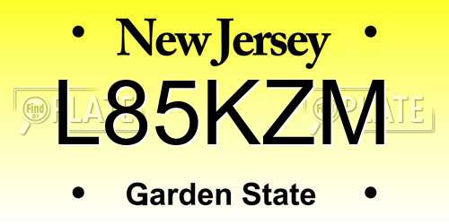 L85KZM New Jersey License Plate