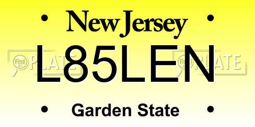 L85LEN New Jersey License Plate