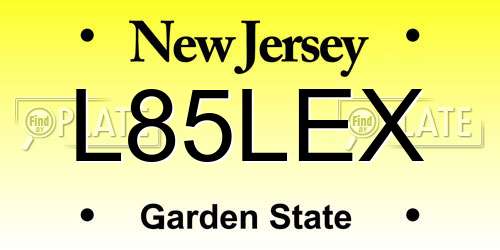 L85LEX New Jersey License Plate