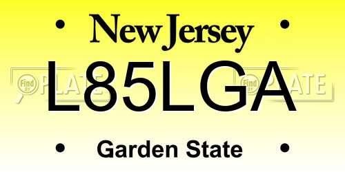 L85LGA New Jersey License Plate