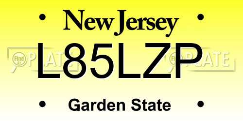 L85LZP New Jersey License Plate