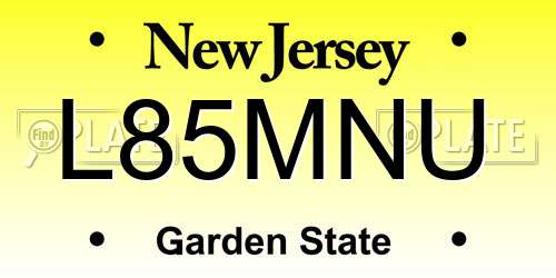 L85MNU New Jersey License Plate
