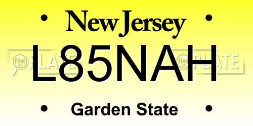 L85NAH New Jersey License Plate