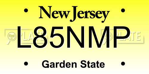 L85NMP New Jersey License Plate