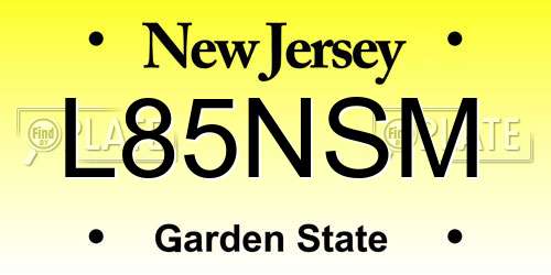 L85NSM New Jersey License Plate