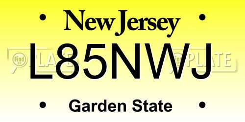 L85NWJ New Jersey License Plate