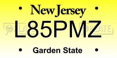 L85PMZ New Jersey License Plate