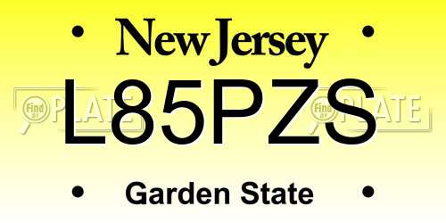 L85PZS New Jersey License Plate