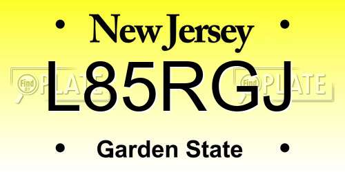 L85RGJ New Jersey License Plate