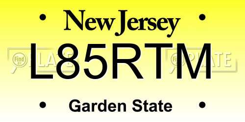 L85RTM New Jersey License Plate