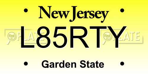 L85RTY New Jersey License Plate