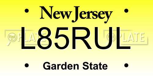 L85RUL New Jersey License Plate
