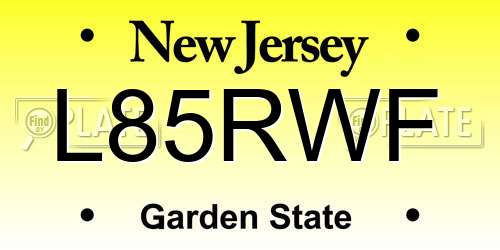 L85RWF New Jersey License Plate