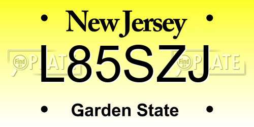 L85SZJ New Jersey License Plate