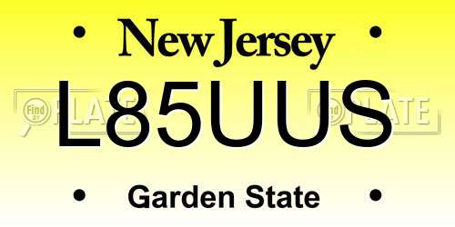 L85UUS New Jersey License Plate