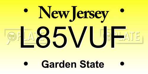 L85VUF New Jersey License Plate