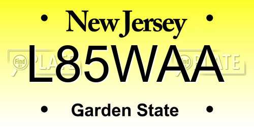 L85WAA New Jersey License Plate