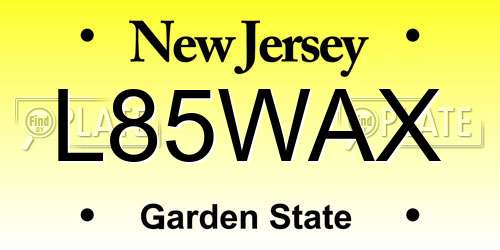 L85WAX New Jersey License Plate