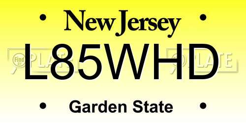 L85WHD New Jersey License Plate