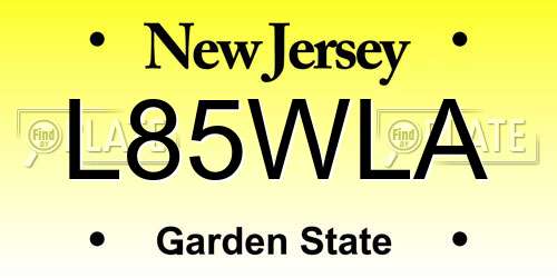 L85WLA New Jersey License Plate