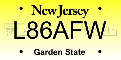 L86AFW New Jersey License Plate