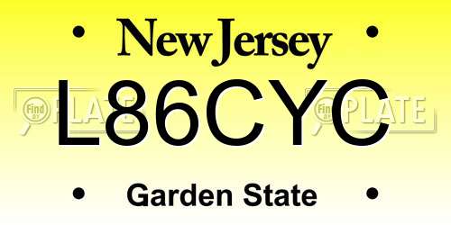 L86CYC New Jersey License Plate