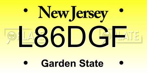 L86DGF New Jersey License Plate