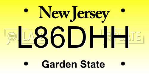 L86DHH New Jersey License Plate