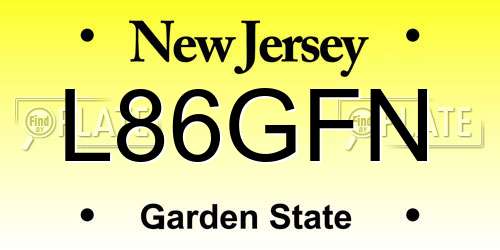 L86GFN New Jersey License Plate