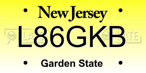 L86GKB New Jersey License Plate