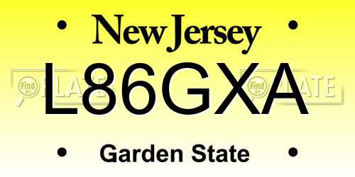 L86GXA New Jersey License Plate