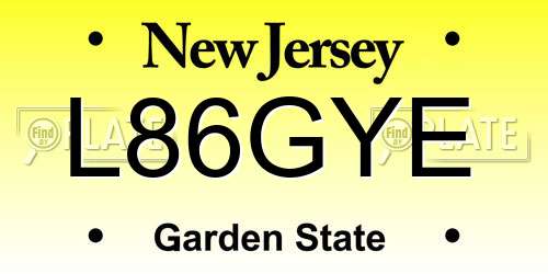 L86GYE New Jersey License Plate