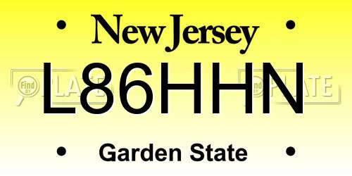 L86HHN New Jersey License Plate