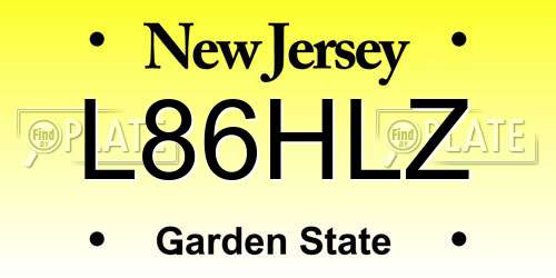 L86HLZ New Jersey License Plate