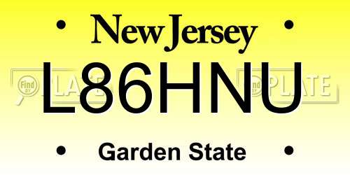 L86HNU New Jersey License Plate