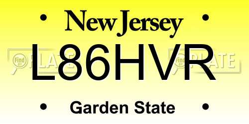 L86HVR New Jersey License Plate