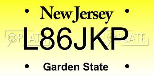 L86JKP New Jersey License Plate