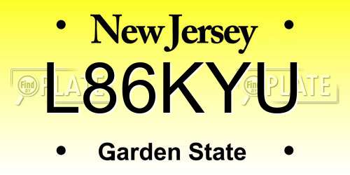 L86KYU New Jersey License Plate
