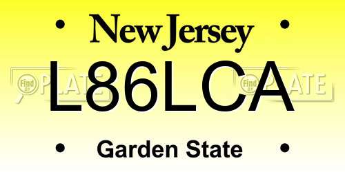 L86LCA New Jersey License Plate