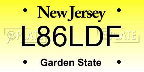 L86LDF New Jersey License Plate