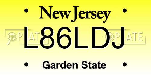 L86LDJ New Jersey License Plate