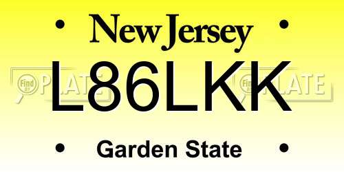 L86LKK New Jersey License Plate