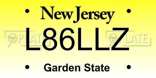L86LLZ New Jersey License Plate