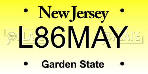 L86MAY New Jersey License Plate