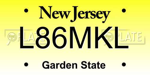 L86MKL New Jersey License Plate