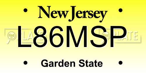 L86MSP New Jersey License Plate