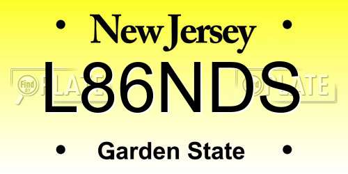 L86NDS New Jersey License Plate